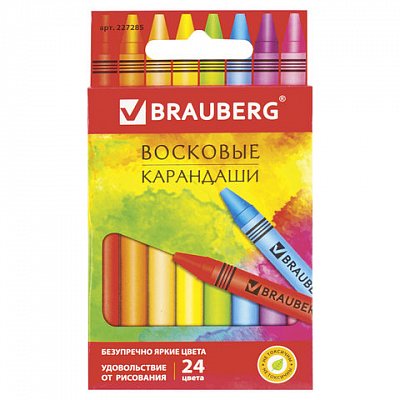 Восковые карандаши BRAUBERG «АКАДЕМИЯ», НАБОР 24 цвета