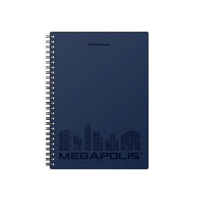 Бизнес-тетрадь ErichKrause Megapolis А5 80 листов синяя в клетку на спирали (148×210 мм)