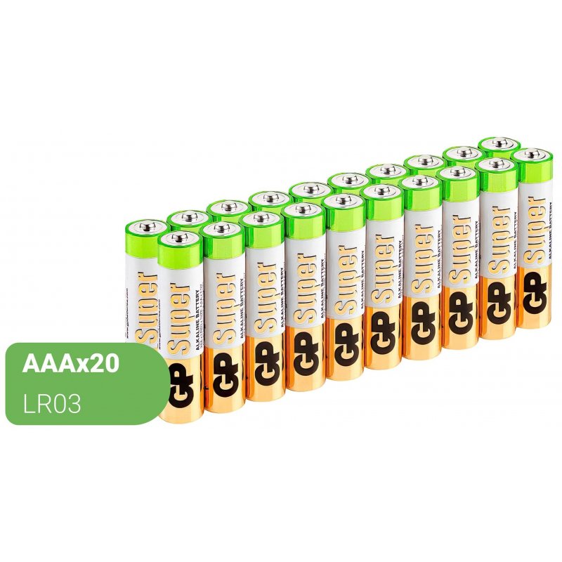 Батарейки GP мизинчиковые ААA LR03 (20 штук в упаковке)