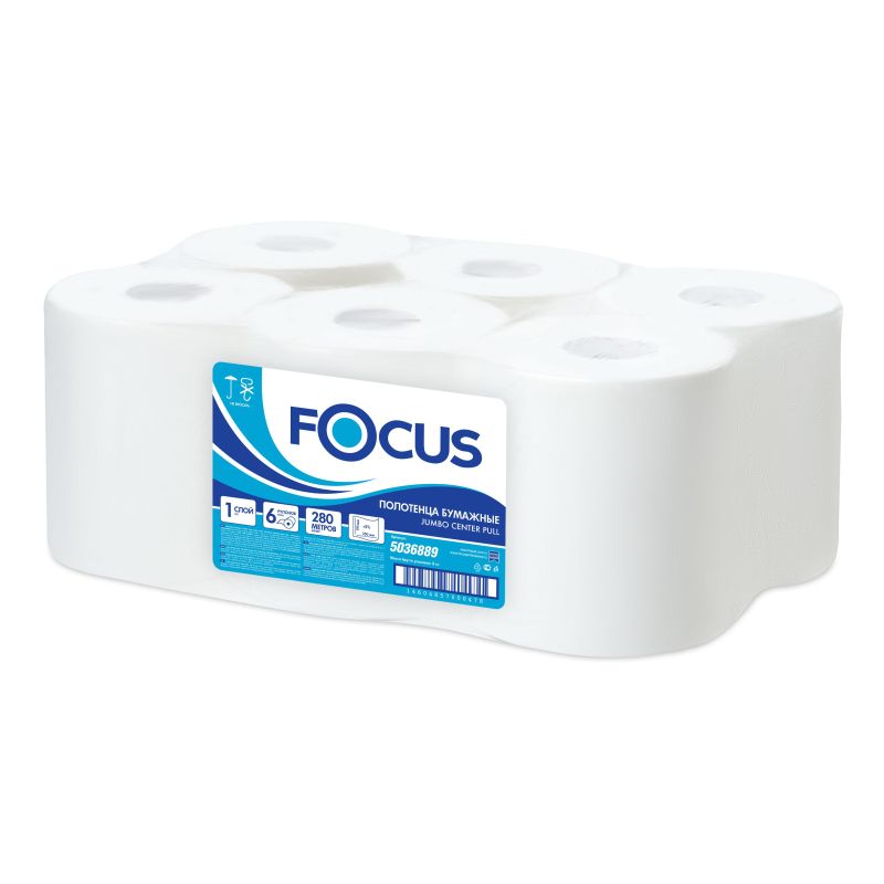 Полотенца бумажные д/держ. FOCUS Jumbo с ЦВ 1сл.280м 6рул 5036889