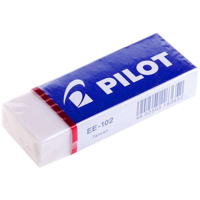 Резинка стирательная PILOT, прямоугольная, 60×20×12 мм, белая, виниловая, картонный держатель