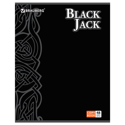 Тетрадь 48 л. BRAUBERG, клетка, выборочный лак, "Black Jack", 5 видов