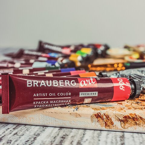 Краски масляные художественные BRAUBERG ART PREMIERE, 18 цветов по 22 мл, профессиональная серия, в тубах