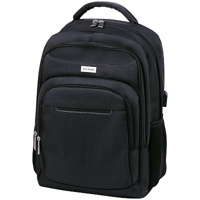 Рюкзак Berlingo City «Strict black» 42×29×17см, 2 отд, 3 карм, отд. для ноут, USB разъем, эргоном. спинка