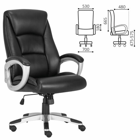 Кресло офисное BRABIX PREMIUM «Grand EX-501», рециклированная кожа, черное, 531950