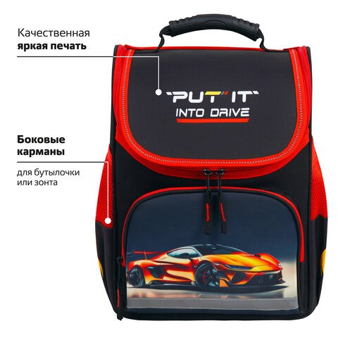 Ранец ПИФАГОР BASIC, 1 отделение, 3 кармана, эргономичная спинка, «Cool wheels», 35×28х18 см