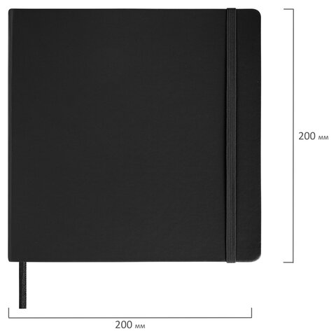 Скетчбук, слоновая кость 140 г/м2 200×200 мм, 80 л., КОЖЗАМ, резинка, BRAUBERG ART CLASSIC, черный