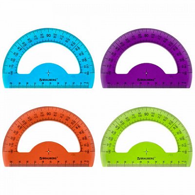 Транспортир 10 см BRAUBERG «FRUITY»180 градусовпластиктонированныйассорти210768