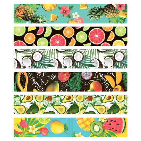 Закладки для книг МАГНИТНЫЕ, «FRUITS», набор 12 шт., 60×20 мм, BRAUBERG