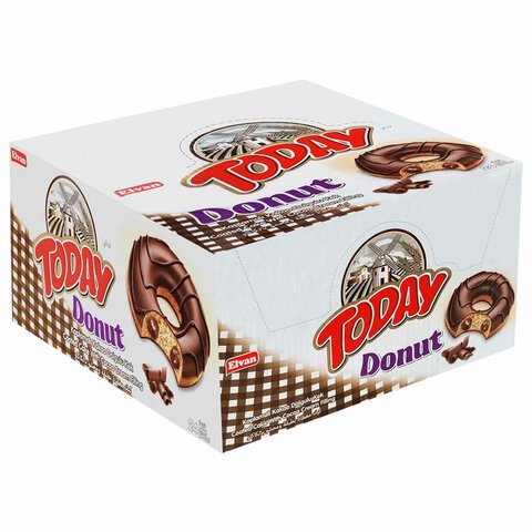 Кекс TODAY «Donut», со вкусом какао, ТУРЦИЯ, 24 штуки по 40 г в шоу-боксе