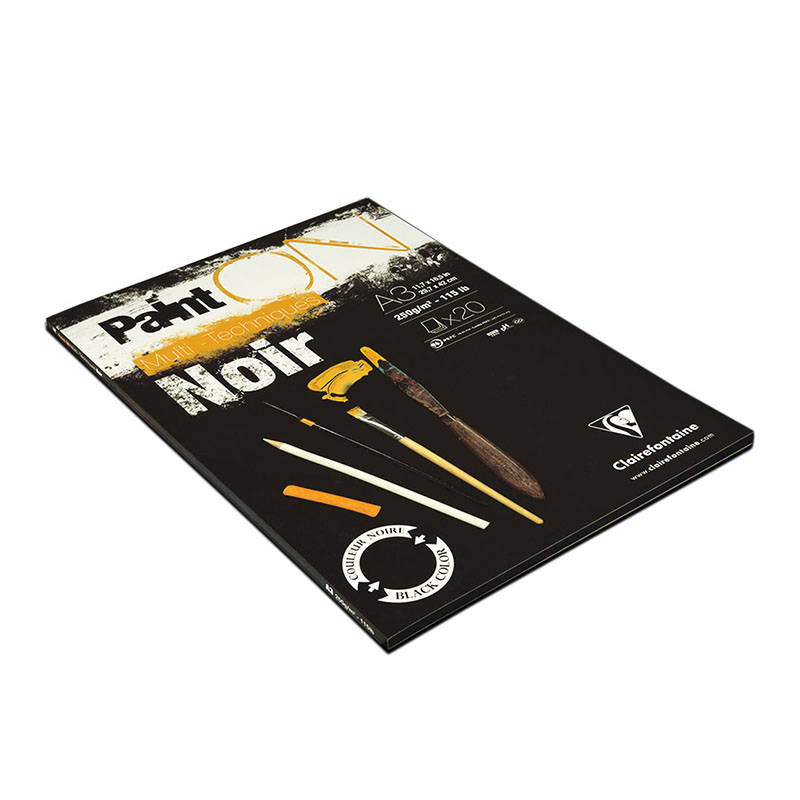 Альбом для смешанных техник 20л., А3, на склейке Clairefontaine «Paint'ON Noir», 250г/м2, черная
