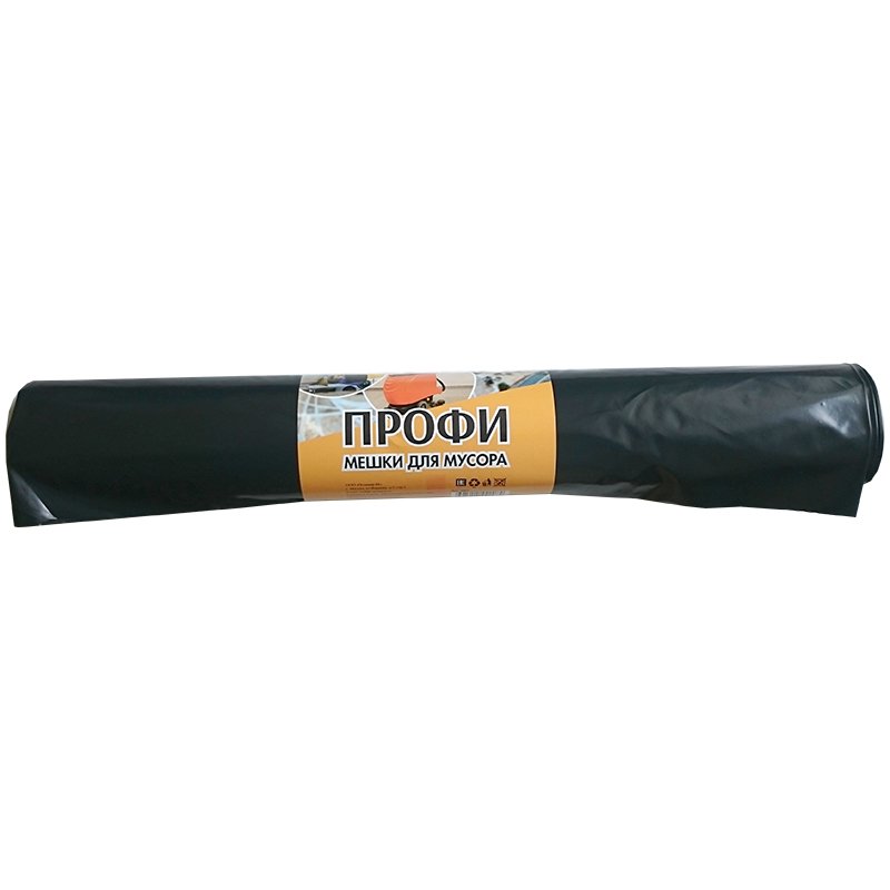 превью Мешки для мусора 120л КБ «Профи» ПВД, 67×108см, 55мкм, 10шт., суперпрочные, черные, в рулоне