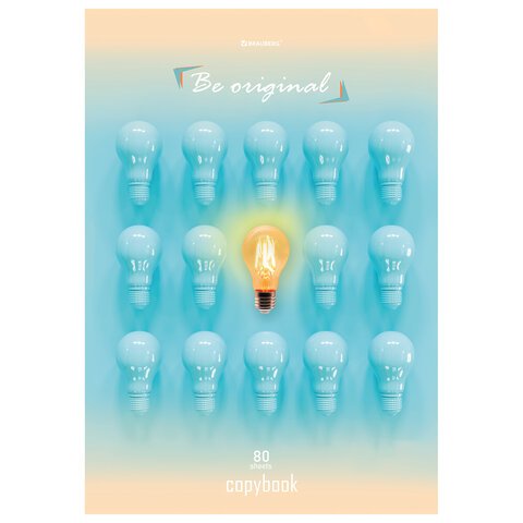 Тетрадь А4, 80 л., BRAUBERG, скоба, клетка, обложка картон, «Be original»