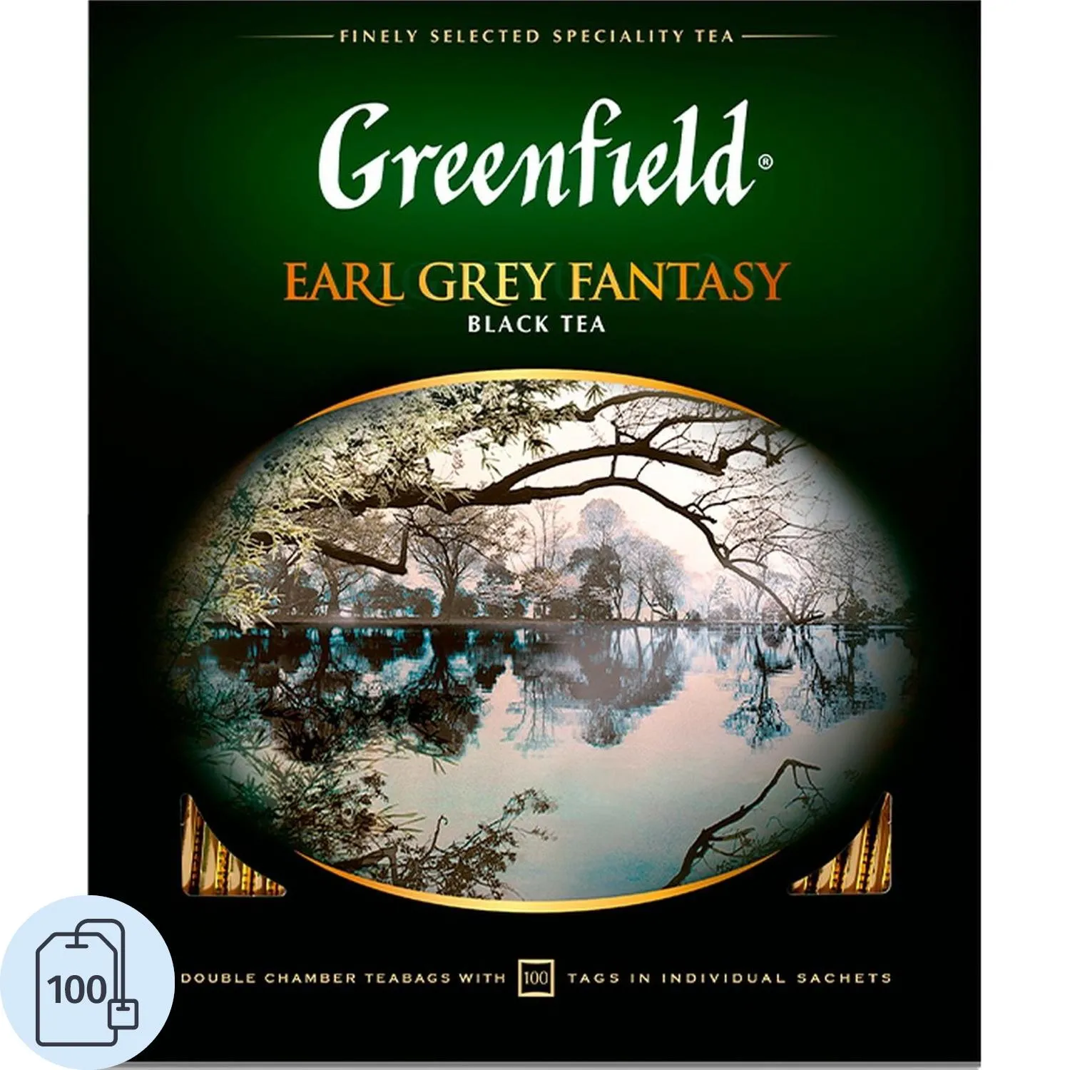 Чай чёрный Greenfield Earl Grey Fantasy 100 пакетиков (бергамот)