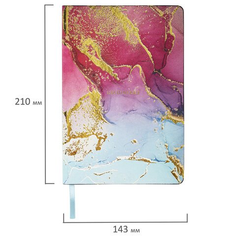 Блокнот А5 (143×210 мм), BRAUBERG VISTA «Marble», под кожу, гибкий, 80 л. 