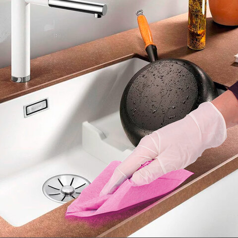 Салфетки универсальные, 25×30 см, КОМПЛЕКТ 5 шт., 80 г/м2, вискоза (ИПП), розовые, LAIMA