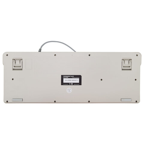 Клавиатура проводная USB, 102+98 клавиш, LED-подсветка, SONNEN K620, слоновая кость / серая