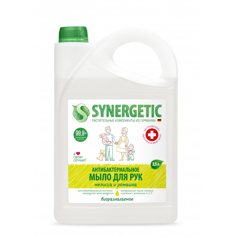 Мыло жидкое антибактериальное 3.5 л SYNERGETIC «Мелисса и ромашка»