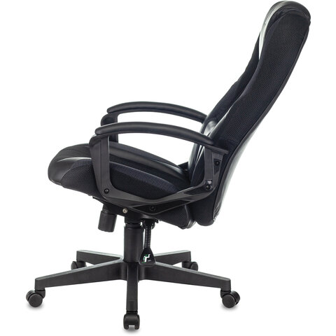 Кресло компьютерное VIKING-9/BLACK, подушка, экокожа/ткань, черное