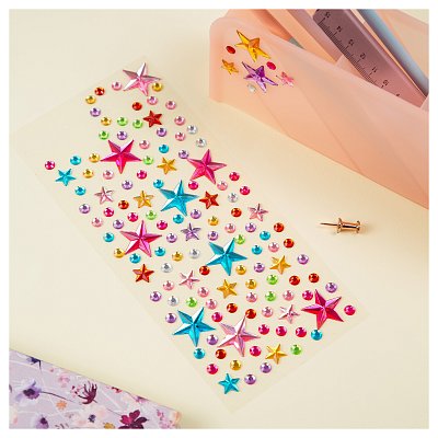 Наклейки акриловые MESHU «Shiny stars», 25×10см, стразы, 137 наклеек, инд. уп., европодвес