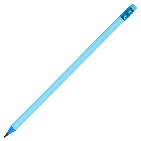 Карандаш чернографитный BRAUBERG «PASTEL», 1 шт., HB, трехгранный, с ластиком