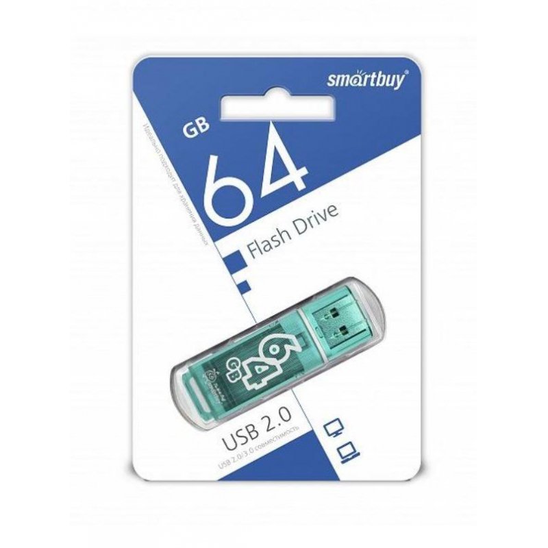 Флеш-память SmartBuy Glossy 64 Gb USB 2.0 зеленая