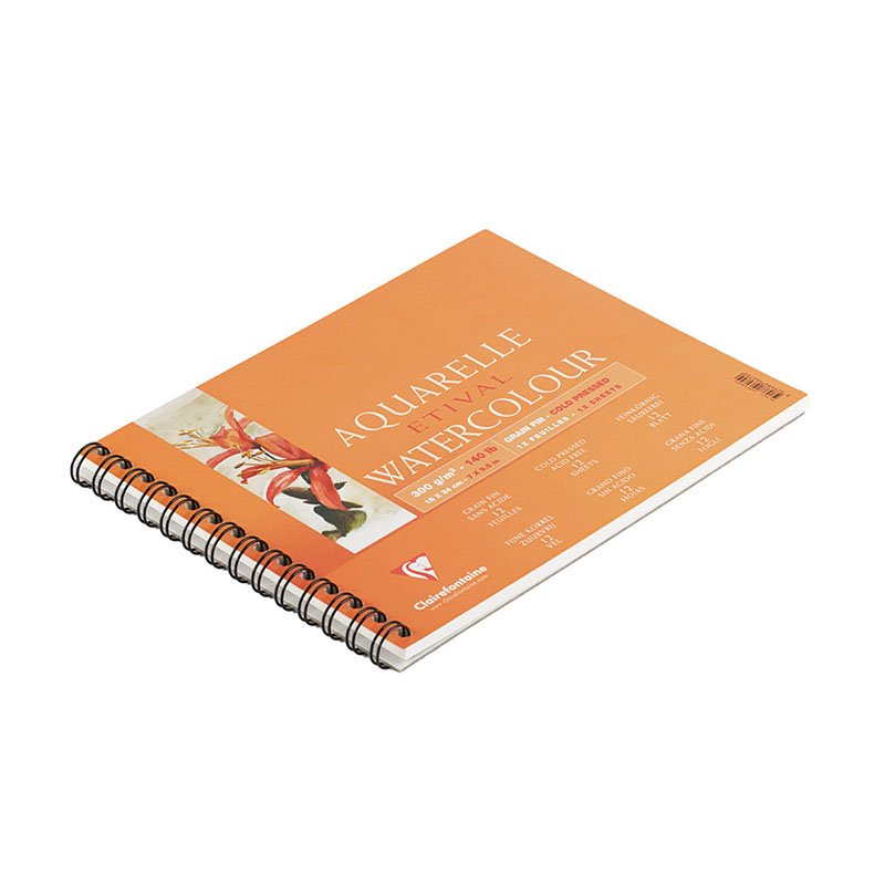 Альбом для акварели 12л., 180×240 мм на гребне Clairefontaine «Etival», 300 г/м2, холодное пресс. 