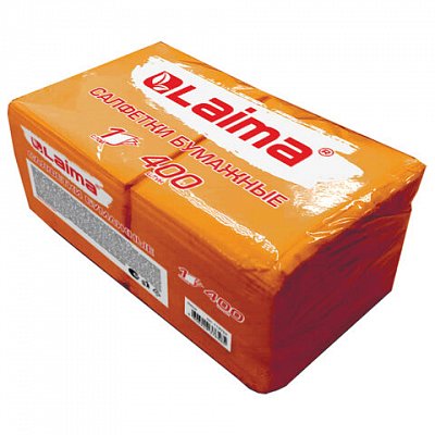 Салфетки бумажные 400 шт.24×24 см«Big Pack»оранжевые100% целлюлозаLAIMA114729