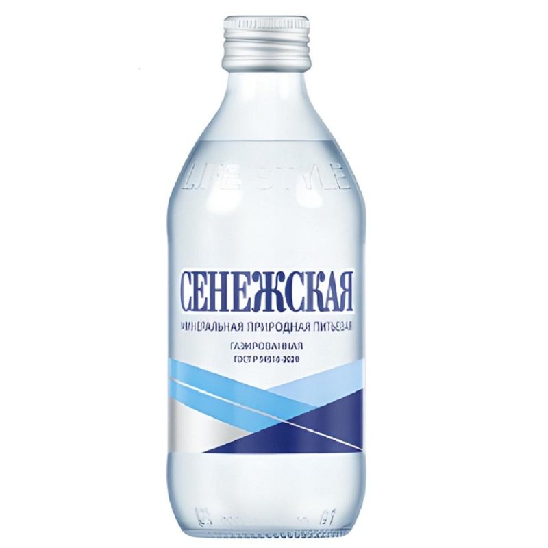 Вода минеральная Сенежская газированная, 0.33 л, стекло 12 шт/уп