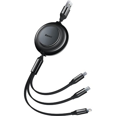 Кабель Baseus USB-A->C+A+MFI BM 1.1m3.5A черный