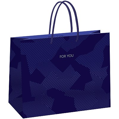 Пакет подарочный 32×26×12см MESHU «Blue pattern», выборочный лак, матовая ламинация