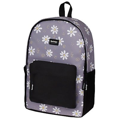Рюкзак Berlingo Casual «Chamomile black» 39.5×27×13см, 1 отделение, 3 кармана, уплотненная спинка