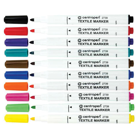 Набор маркеров для ткани Centropen «Textil Marker 2739» 10цв., 1.8мм, картон. уп., европодвес