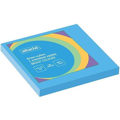 Стикеры Attache Bright colours 76×76 мм пастельные голубые (1 блок, 100 листов)