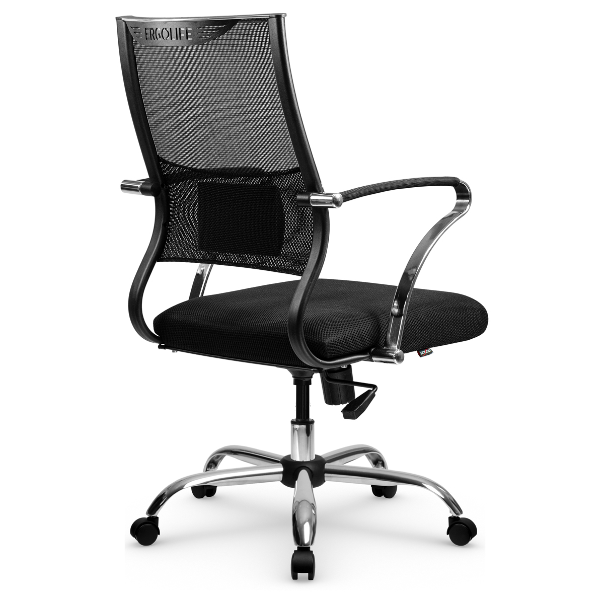 Кресло оператора Метта ErgoLife Sit Air M3-290K, ткань-сетка черная, механизм качания, хром