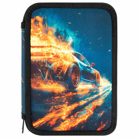 Пенал BRAUBERG, 3 отделения, полиэстер, 21×14 см, «Speed increase»