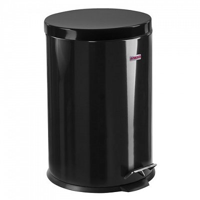 Ведро-контейнер для мусора (урна) с педалью ЛАЙМА «Classic», 20 л, черное, глянцевое, металл, со съемным внутренним ведром