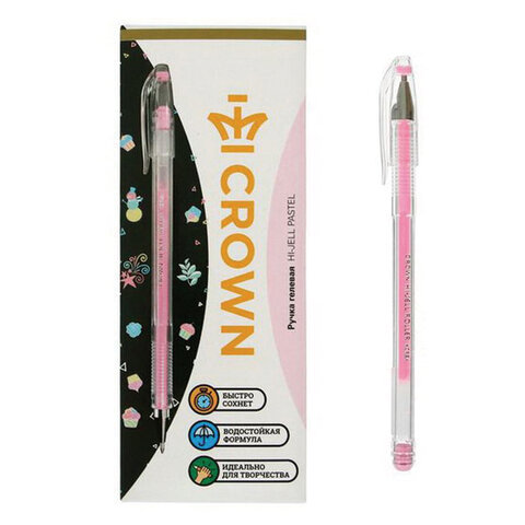 Ручка гелевая Crown «Hi-Jell Pastel» розовая пастель, 0.8мм