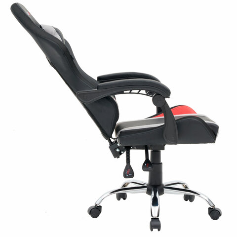 Кресло компьютерное CROMEX «Quantum GM-155 RGB», подсветка, две подушки, экокожа, черное/красное/серое