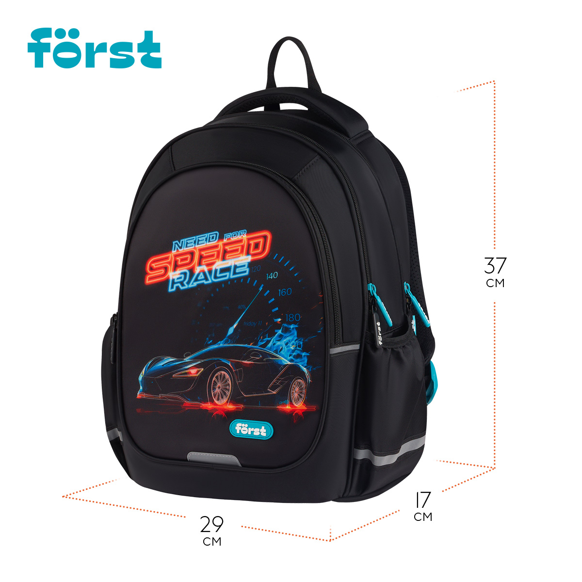 Рюкзак Först F-Cute «Need for Speed» 37×29×17см, 3 отделения, 2 кармана, анатомическая спинка