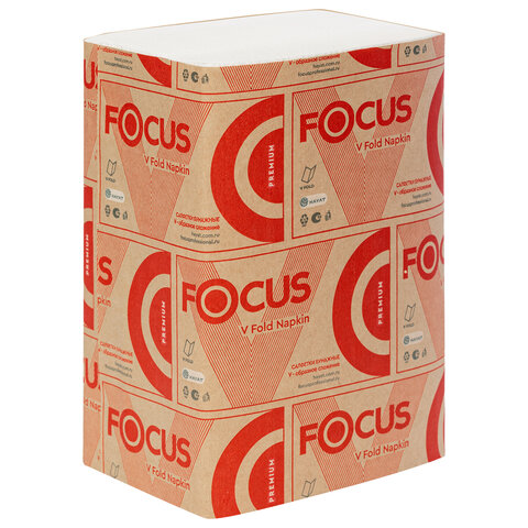 превью Салфетки 200 шт., FOCUS (Система N4) Premium, 2-слойные, КОМПЛЕКТ 15 шт., 23×16.8 см, V-сложение, белые