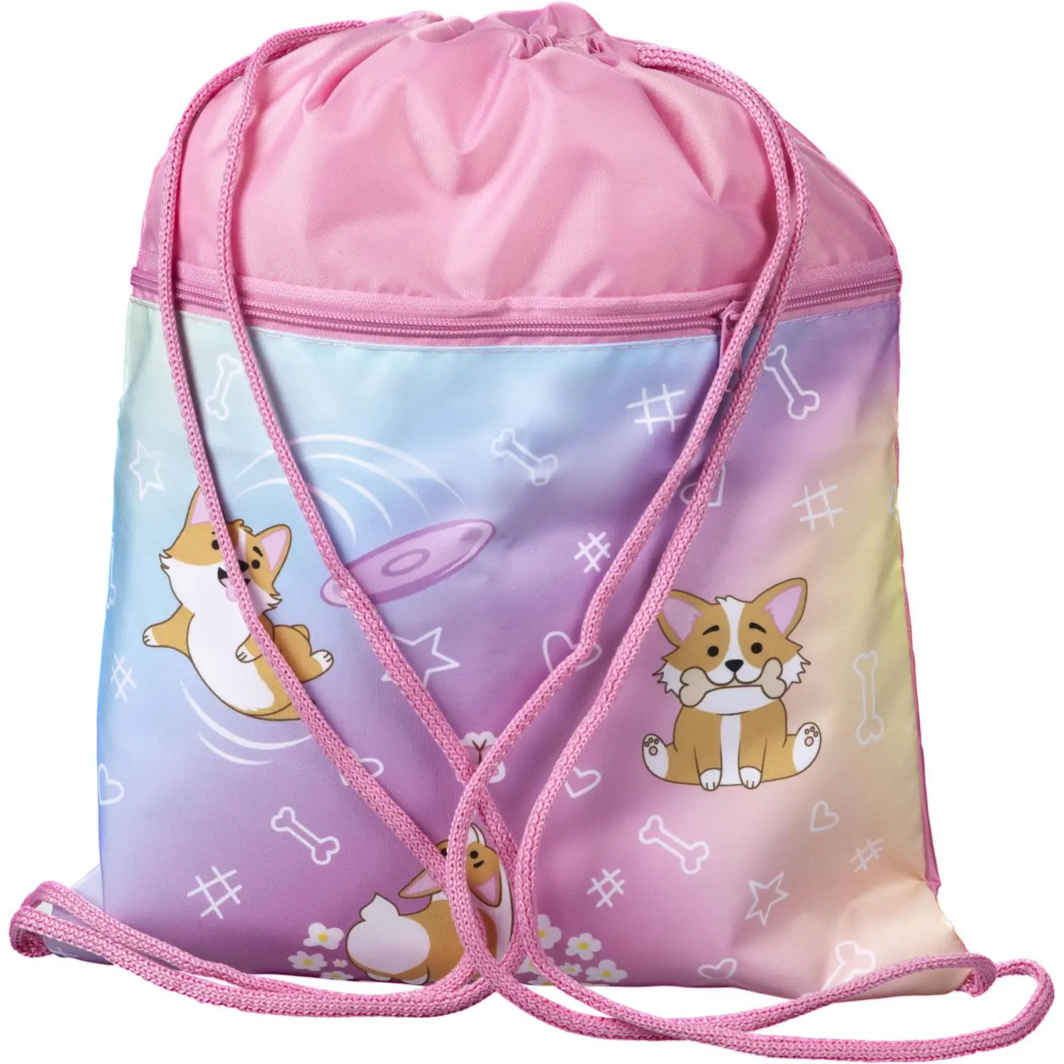 Мешок для обуви №1School Corgi time, 330×420 мм, карман, МО-20-2