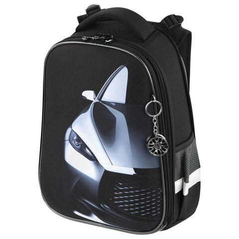 Ранец BRAUBERG PREMIUM, 2 отделения, с брелком, «Fast car», 38×29х16 см