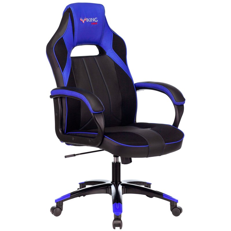 превью Кресло игровое ZOMBIE VIKING 2 AERO BLUE, PL, ткань/экокожа, черный/синий, топ-ган (до 180кг)