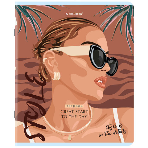 Тетради ДЭК А5 48 л. КОМПЛЕКТ 5 шт. BRAUBERGклеткаматовая ламинациялак«Style»404672