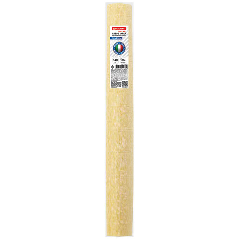 Бумага гофрированная (ИТАЛИЯ) 140 г/м2, лимонно-кремовая (977), 50×250 см, BRAUBERG FLORE