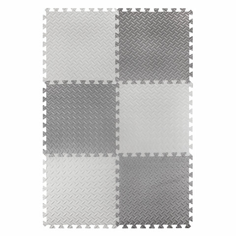 Коврик-пазл напольный 1.5×1 м, 6 шт., 50×50 см, толщина 1 см, серый, светло-серый, ЮНЛАНДИЯ
