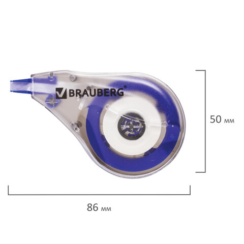 Корректирующая лента BRAUBERG, 4 мм х 8 м, в упаковке с европодвесом