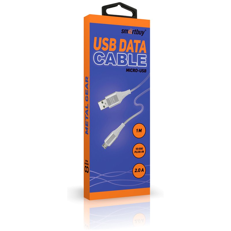 Кабель Smartbuy Gear, USB2.0 (A) - microUSB (B), в резиновой оплетке, 2A output, 1м, красный