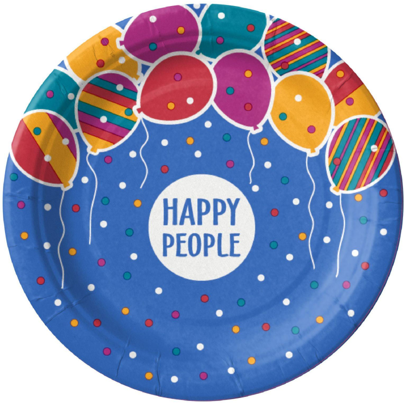 Тарелка одноразовая бумажная 180 мм Happy People МИКС 50шт/уп